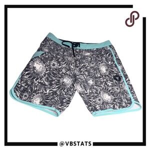 Vissla Men's Printed Quick Dry Swim Board Shorts Black Blue‎ Size 34